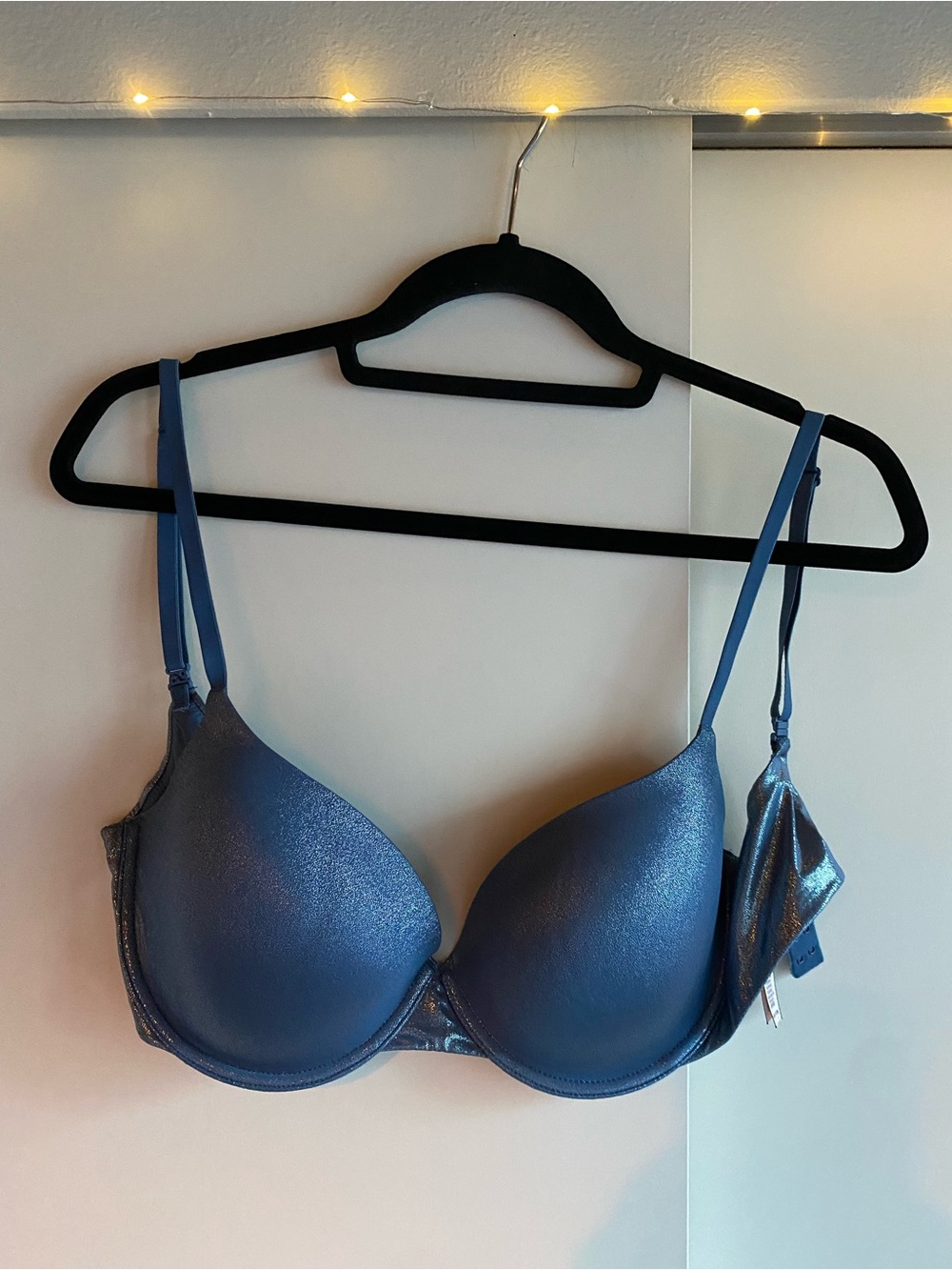 Vintage Victoria’s Secret Shimmer Metallic Blue Bra 34 DD